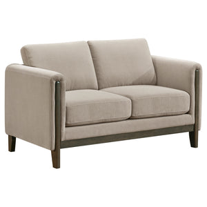 Coaster Islington Fabric Upholstered Panel Arm Loveseat Taupe