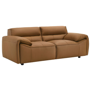 Coaster Buxton Top Grain Leather Upholstered Loveseat Orange
