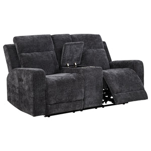 Coaster Kennett Chenille Upholstered Power Reclining Loveseat Grey