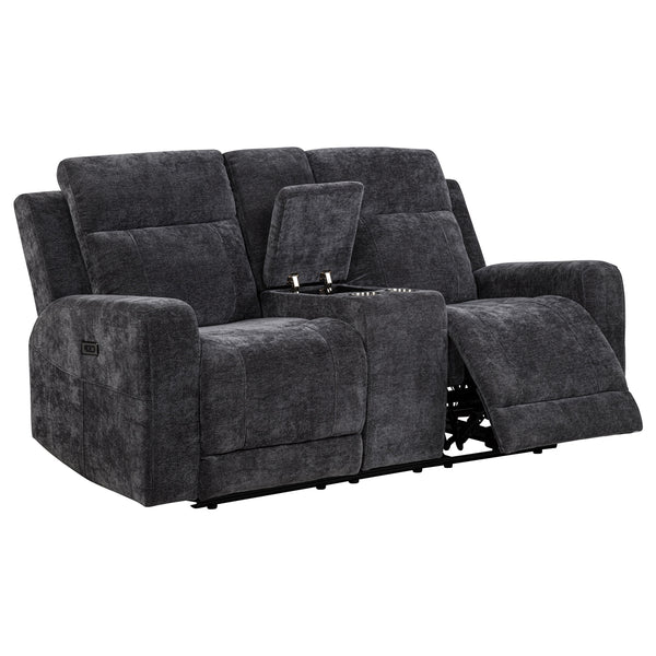 Coaster Kennett Chenille Upholstered Power Reclining Loveseat Grey