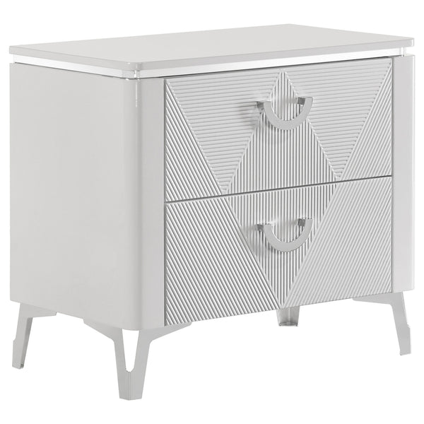 Coaster Cassia 2-Drawer Nightstand Bedside Table White High Gloss