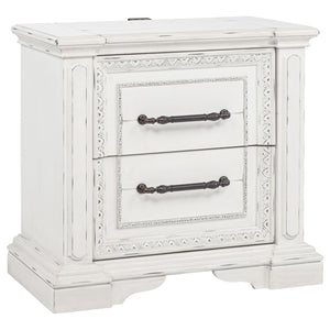 Coaster Mckinney 2-Drawer Nightstand With Dual Usb Vintage White