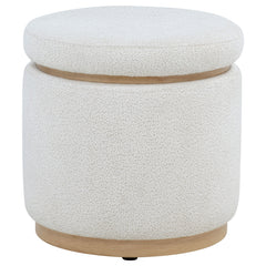 Coaster Remuda Boucle Upholstered Round Storage Ottoman Ivory
