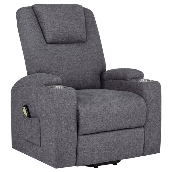 Coaster Louie Chenille Upholstered Power Lift Massage Chair Grey