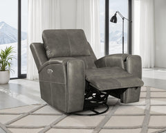 Coaster Brickston Triple Power Swivel Glider Recliner Charcoal
