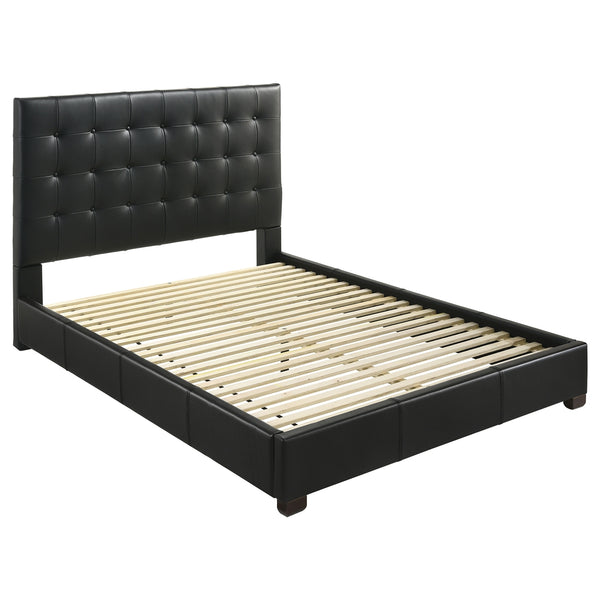Coaster Medley Genuine Leather Queen Panel Platform Bed Black