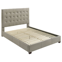 Coaster Medley Genuine Leather Queen Panel Platform Bed Tan