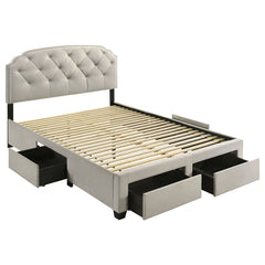 Coaster Marianna 4-Drawer Upholstered Queen Storage Bed Cream