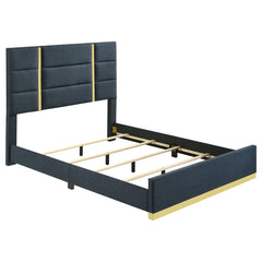 Coaster Ines 52-Inch Fabric Upholstered Queen Panel Bed Navy