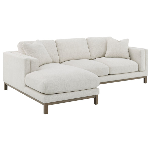 Coaster Geneva Boucle Upholstered Sectional Chaise Sofa Sand