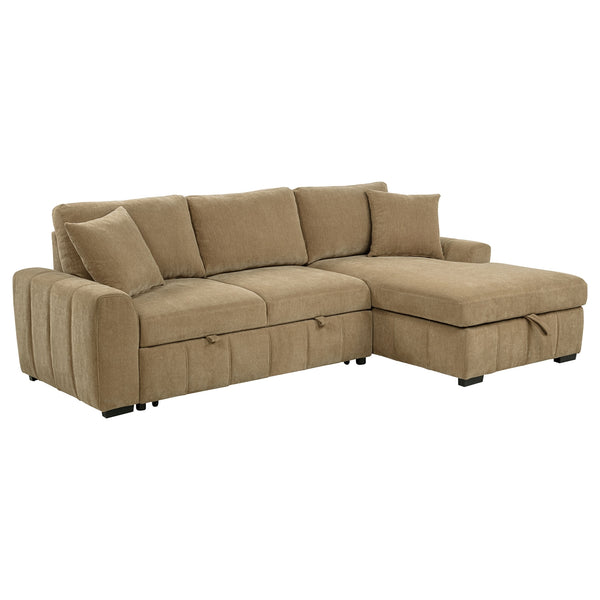 Coaster Pastrana Upholstered Sleeper Sectional Sofa Raf Chaise Camel