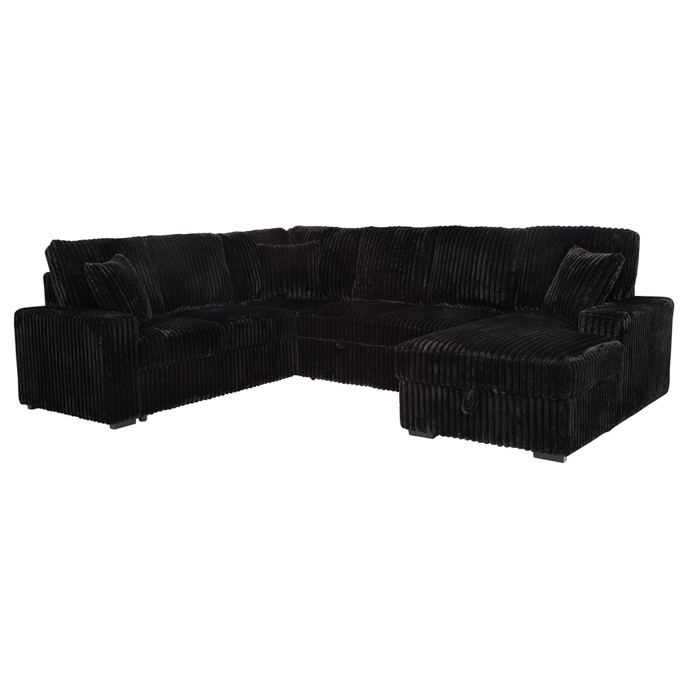 Coaster Devonshire Sleeper Sectional Sofa Storage Chaise Black