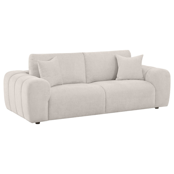 Coaster Burnett Chenille Upholstered Wide Arm Sofa Ivory