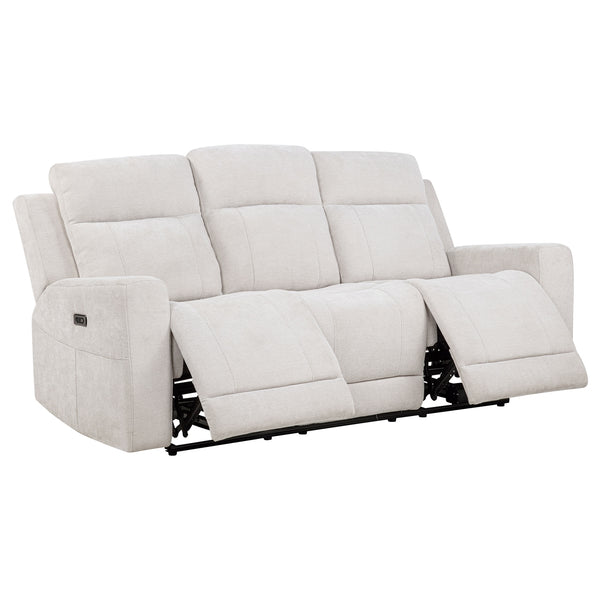 Coaster Kennett Chenille Upholstered Power Reclining Sofa Ivory