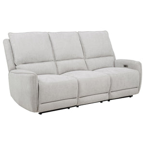 Coaster Sylmar Chenille Upholstered Power Reclining Sofa Dove Grey