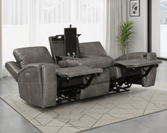 Coaster Brickston Triple Power Reclining Sofa Charcoal