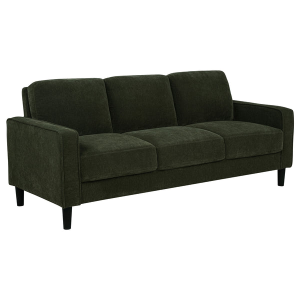 Coaster Ruth 77-Inch Fabric Upholstered Track Arm Sofa Matcha Green