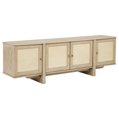 Coaster Kailani 79-Inch 4-Door Cane Tv Stand Media Console Beige Oak