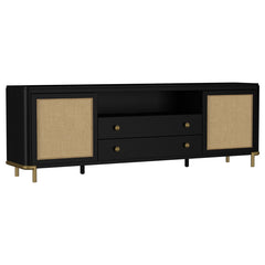 Coaster Arini Rattan Cane 2-Door Tv Stand Media Console Black