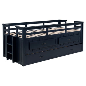 Coaster Carlsbad Wood Twin Captains Bed With Trundle Navy Blue