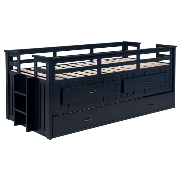Coaster Carlsbad Wood Twin Captains Bed With Trundle Navy Blue