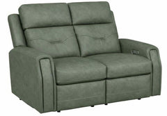 Flexsteel Zero Gravity Felix Leather Power Reclining Loveseat with Power Headrest, Lumbar, Heat & Massage in Verde