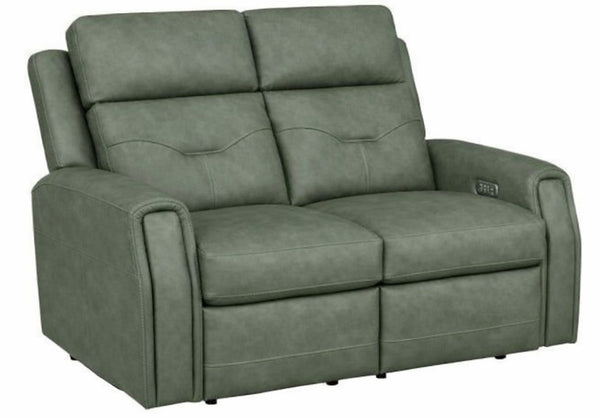 Flexsteel Zero Gravity Felix Leather Power Reclining Loveseat with Power Headrest, Lumbar, Heat & Massage in Verde
