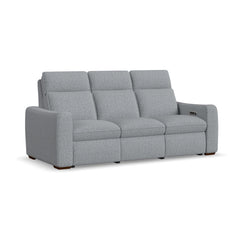 Flexsteel Ava Fabric Power Reclining Sofa with Power Headrest & Lumbar in Castor Grey