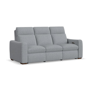 Flexsteel Ava Fabric Power Reclining Sofa with Power Headrest & Lumbar in Castor Grey