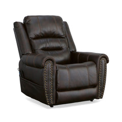 Flexsteel Oscar Fabric Power Lift Recliner with Right-Hand Control & Power Headrest in Molasses