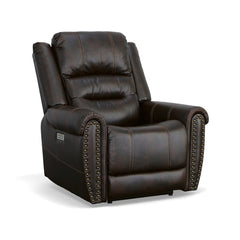 Flexsteel Oscar Fabric Power Recliner with Power Headrest in Molasses