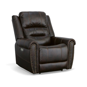 Flexsteel Oscar Fabric Power Recliner with Power Headrest in Molasses
