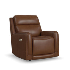 Flexsteel Alister Leather Power Gliding Recliner with Power Headrest and Lumbar in Sedona