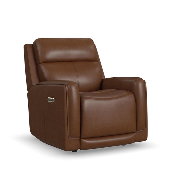 Flexsteel Alister Leather Power Gliding Recliner with Power Headrest and Lumbar in Sedona