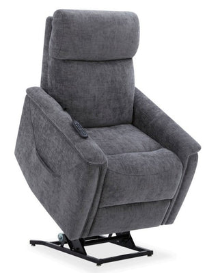 Flexsteel Zero Gravity Luma Fabric Power Lift Recliner with Power Headrest, Lumbar, Heat & Massage in Charcoal
