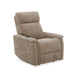 Flexsteel Zero Gravity Luma Fabric Power Lift Recliner with Power Headrest, Lumbar, Heat & Massage in Light brown
