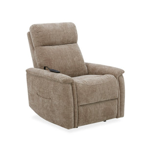 Flexsteel Zero Gravity Luma Fabric Power Lift Recliner with Power Headrest, Lumbar, Heat & Massage in Light brown