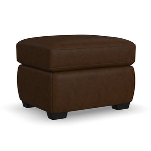 Flexsteel Hudson Leather Ottoman in Woodland