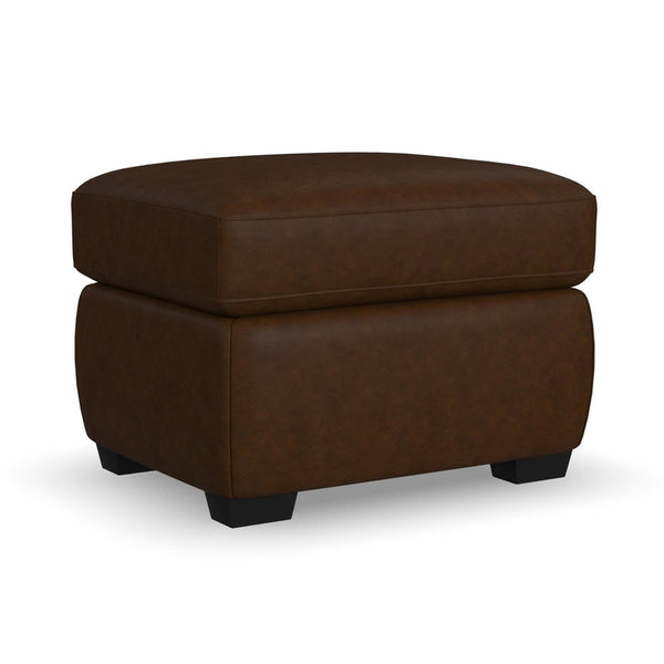 Flexsteel Hudson Leather Ottoman in Woodland