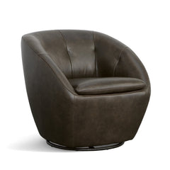 Flexsteel Wade Leather Swivel Chair in Carob