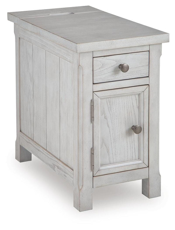Robbinsdale 1-Door 1-Drawer Chairside End Table with USB Antique White