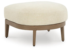 Serene Bay Outdoor Ottoman with Cushion Dark Brown/White
