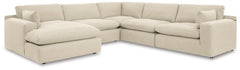 Elyza 5-Piece Fabric Stationary Sectional with Chaise Linen