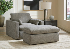 Dramatic Oversized Chair & Ottoman Granite