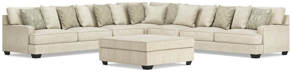 Rawcliffe 5-Piece Sectional & Oversized Ottoman Parchment