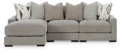 Aslan Court 3-Piece Fabric Stationary Sofa Stationary Sectional with Chaise Flax