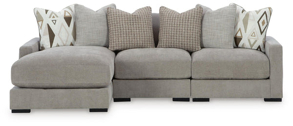 Aslan Court 3-Piece Fabric Stationary Sofa Stationary Sectional with Chaise Flax