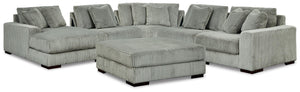 Lindyn 5-Piece Sectional & Ottoman Fog