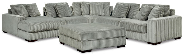Lindyn 5-Piece Sectional & Ottoman Fog