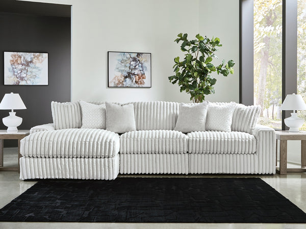 Stupendous 3-Piece Sectional with Chaise Alloy